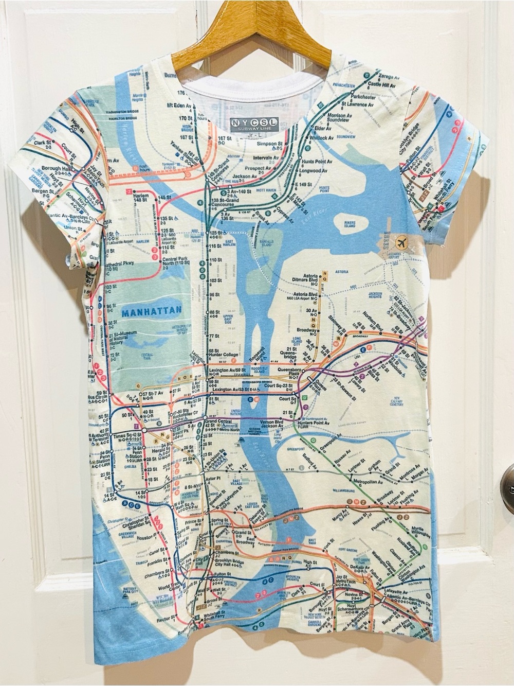 NYC Subway Line Authentic Subway Map Fitted T-Shirt Travel Americana Size XS